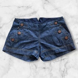Women's Blue Jean Shorts with Button Accents